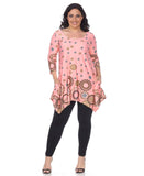 White Mark Womens Plus Size Erie Tunic Shirt Top PS1301-47-2XL Coral Pink 2XL