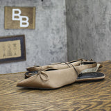 A New Day Womens Camille Satin Slingback Bow Flats 94648293 Brown 7.5M