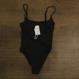 Cotton On Womens Thin Strap Low-Scoop One Piece Swimsuit Black Shimmer S