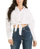Guess Women's Tina Cotton Eyelet Tie-Hem Shirt W2GH53WEJU0