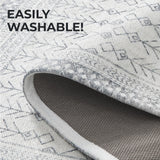 Great Bay Home Washable Accent Runner Rug Distressed Moroccan Grey 2'4" x 7'