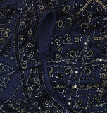 Adrianna Papell Size Beaded Sleeveless Wide Leg Jumpsuit Light Navy Blue 16W