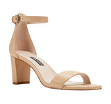 Nine West Womens Pruce Heeled Sandal Block Heel Natural Leather Brown 8.5M