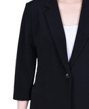 Ny Collection Womens Petite Jacket with 3/4 Sleeves PKQJ0152 Black PL