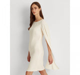 Lauren Ralph Lauren Womens Cape Georgette Cocktail Dress Cream Off White 4