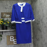 NY Collection Colorblock 2-Piece Dress and Jacket Set Sapphire Blue / White 6P