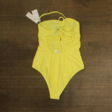 Salt + Cove Juniors Keyhole One-Piece Swimsuit 807037 Lemon Drop Yellow M