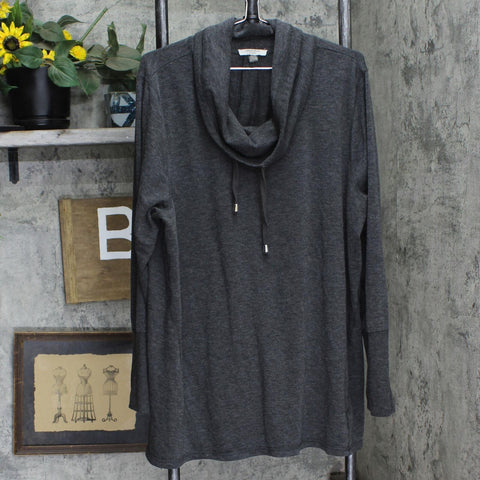 Cable & Gauge Studio Plus Size High Neck French Terry Lined Sweater Gray 2X