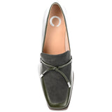Journee Collection Womens Crawford Block Heel Loafer Pumps Olive Green 7M
