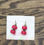 Premier Designs Womens Fashion Dangly Beaded Earrings Brass / Pink 1.5"