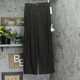 Alex & Sophia Womens Striped Wide-Leg Pleated Pinestripe Pants Black / Gold L