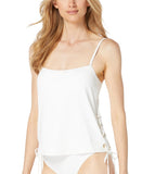 Michael Michael Kors Womens Side Tie Grommet Tankini Top Swim MM30322 White S