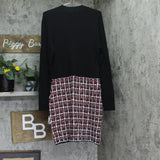 BCX Juniors Sweater Combo Tweed-Skirt Long Sleeve Dress Black / Red Multi 2XL