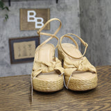 A New Day Nisha Raffia Platform Heels with Ankle Strap Natural Brown 9.5M