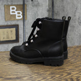 Art Class Youth Girls Lace Up Faux Leather Velvet Boots 166769b07b4e3d Black 3