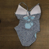 Bar III Womens on the Prowl V-Wire One-Piece Swimsuit Navy Blue Multi L