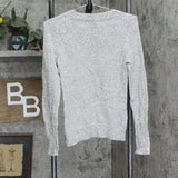 Banana Republic Rabbit Hair Blend V-Neck Sequin Long Sleeve Sweater Gray XS