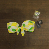 Kate Spade Womens Tie-Front Bikini Top Bandeau Swim White / Yellow / Green S