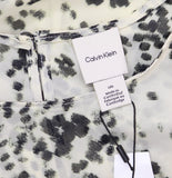 Calvin Klein Printed Chiffon Midi Dress 44C043G Cream Off White / Gray L