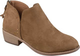 Journee Collection Livvy Back Heel Zip Stacked Heel Booties Taupe Brown 8.5M