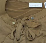 Susan Graver Sleeveless Tie Front Liquid Knit Shell Top Caramel Twist Brown 2X