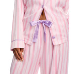 Aqua x Wicked Womens Striped Long Sleeve Pajama Shirt 12958 Pink S