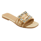 A New Day Womens Kelsey Rhinestone Buckle Slide Sandals 91637708 Tan Brown 5.5M