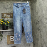 Karl Lagerfeld Paris Womens Floral Motif Cropped Jeans L5TK2265 Coastal Blue 6