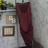 Jessica Simpson Womens French Terry Marled Ruched Bodycon Dress Red Multi 1X