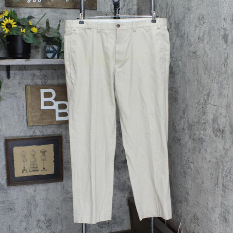 Eddie Bauer Mens Flat Front Dress Suit Pants 166a7640139dd5 Khaki Brown 40x30