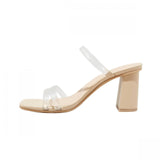 A New Day Womens Stacy Mule Heels 89530523 Clear Brown 11M