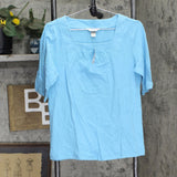 Christopher & Banks Womens Square Neck Knit Short Sleeve T-Shirt Tee 7305
