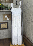 LC Lauren Conrad Womens A-Line Floral Tie Strap Maxi Dress White / Blue S