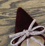 A New Day Gwen Rhinestone Bow Velvet Kitten Heels 94656735 Burgundy Red 6M