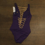 Bleu By Rod Beattie Kore Lace-Down Plunge One-Piece Swimsuit Purple Haze 4