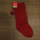 Glitzhome Knitted Polyester Christmas Stocking Pom Pom Ball Red One Size
