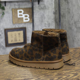 Universal Thread Faux Microsuede Ankle Boots with Memory Foam Leopard Brown 6M