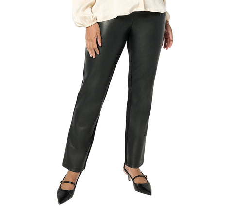 Belle By Kim Gravel Front Ponte Back Pull-On Straight Leg Pants Black 18W