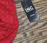 INC International Concepts Womens Floral Mesh Thong Bodysuit Crimson Leaf Red L