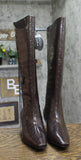 INC International Concepts Knee-High Boots with Kitten Heel Brown Croc 7.5M