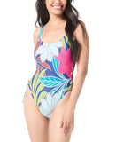 Vince Camuto Tropical-Print One-Piece Swimsuit with Side Ties Blue Multi 12
