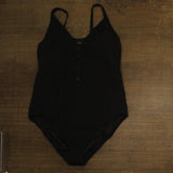 Bleu By Rod Beattie Lace-Up Plunge One Piece Swimsuit RBPU25221X Black 22W