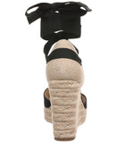 On 34th Melindaa Platform Espadrille Pump Wedge Ankle Wrap Sandals Black 6M