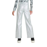 Art Class Girls High-Rise Baggy Metallic Wide Leg Denim Pants Silver Gray 16