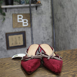 A New Day Womens Gwen Rhinestone Bow Heels Velvet 94656744 Burgundy Red 11M