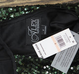 Alex Evenings Neck Front Slit Sleeveless Dress Gown Black / Emerald Green 2