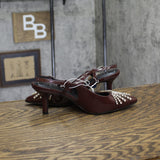 A New Day Womens Serafina Heels Rhinestone Patent 94661782 Burgundy Red 7M