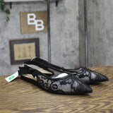 A New Day London Lace Slingback Bow Flats 94303529 Black 10M
