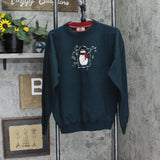 Top Stitch Womens Vintage Snowman Fleece Sweatshirt Green See Measurements