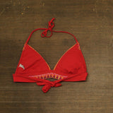 Becca Womens Textured Accent Bikini Swim Top Red See Measurements